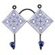 Blue Ceramic Floral Tile Hook